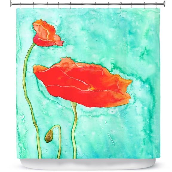 Shower Curtains 70" x 93" from DiaNoche Designs by Brazen Design Studio - Poppy Trio