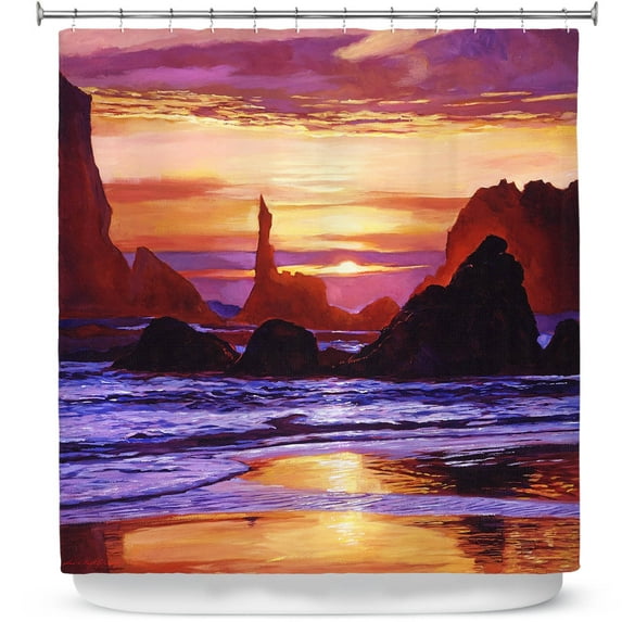 Shower Curtains 70" x 93" from DiaNoche Designs by David Lloyd Glover - Sunset at Oregon Rocks