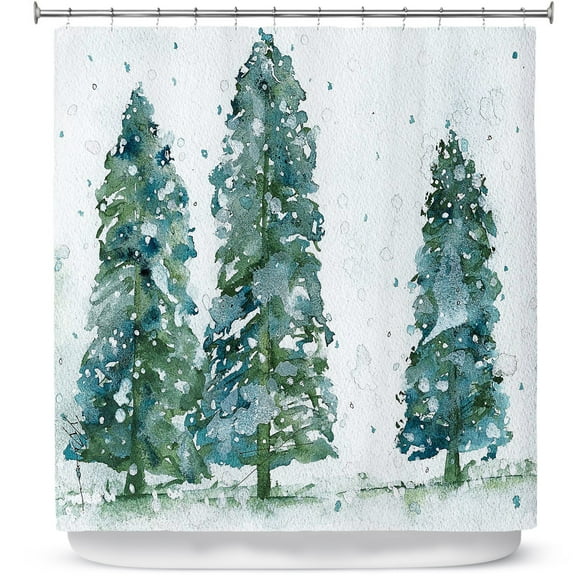Shower Curtains 70" x 93" from DiaNoche Designs by Dawn Derman - Three Snowy Spruce Trees
