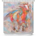 thumbnail image 1 of Shower Curtains 70" x 93" from DiaNoche Designs by Hooshang Khorasani - Red Runner Horses, 1 of 1