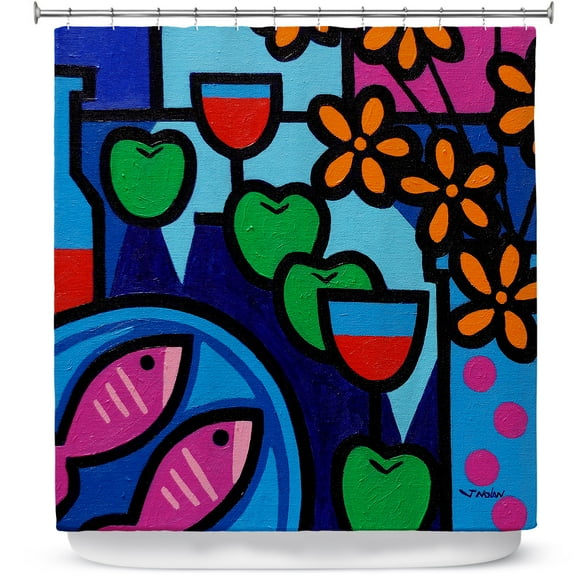Shower Curtains 70" x 93" from DiaNoche Designs by John Nolan - Pink Fish