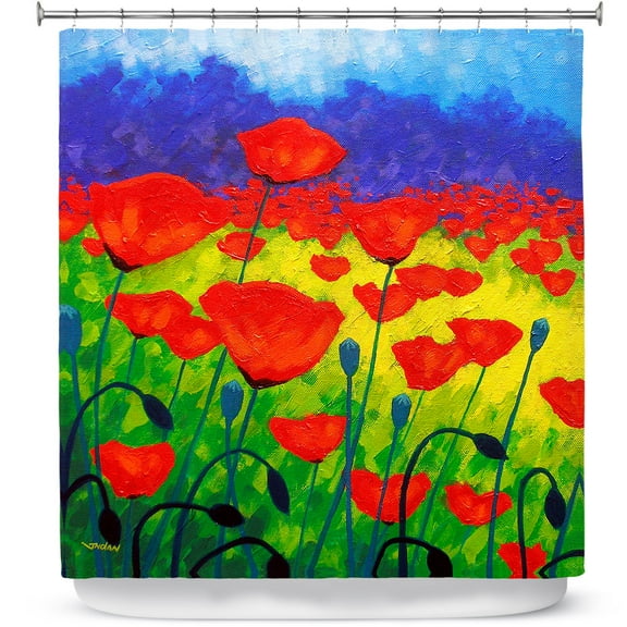 Shower Curtains 70" x 93" from DiaNoche Designs by John Nolan - Poppy Corner II