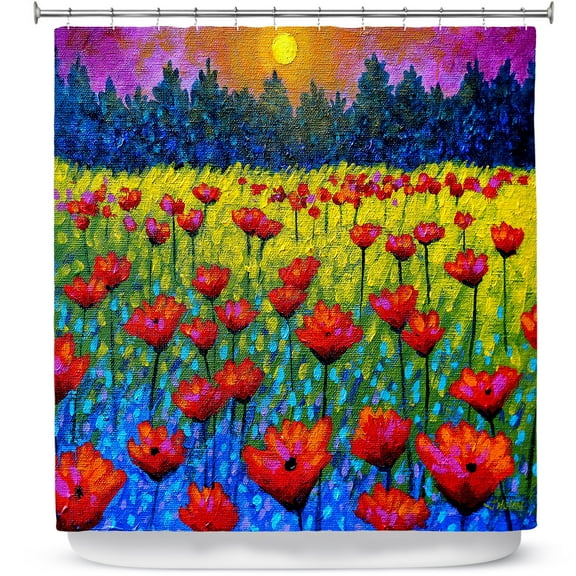 Shower Curtains 70" x 93" from DiaNoche Designs by John Nolan - Twilight Poppies