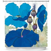 Shower Curtains 70" x 93" from DiaNoche Designs by Judith Figuiere - 3 Blue Poppies