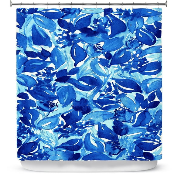 Shower Curtains 70" x 93" from DiaNoche Designs by Julia Di Sano - Blossoms Unchained Blue Turquoise