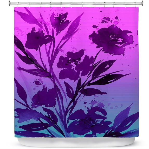 Shower Curtains 70" x 93" from DiaNoche Designs by Julia Di Sano - Pocketful Posies Pink Purple