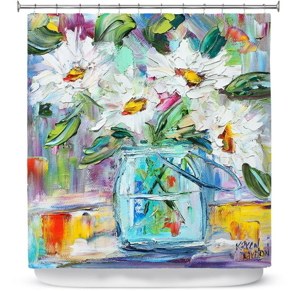 Shower Curtains 70" x 93" from DiaNoche Designs by Karen Tarlton - White Daisies