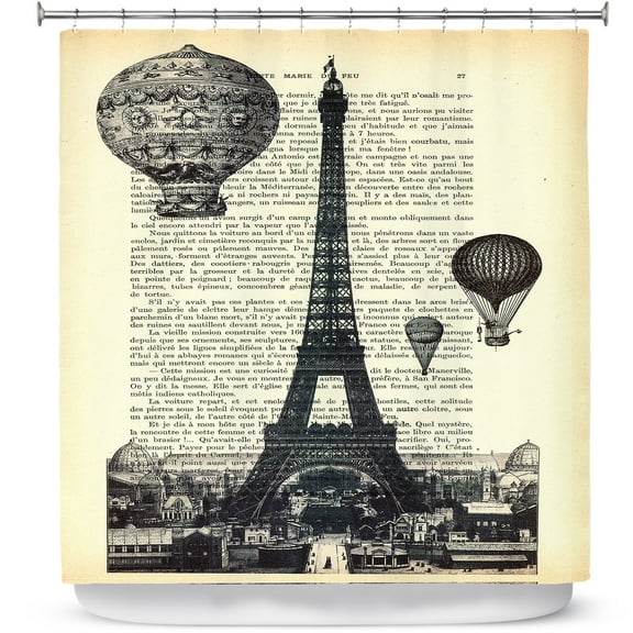 Shower Curtains 70" x 93" from DiaNoche Designs by Madame Memento - Eifel Tower