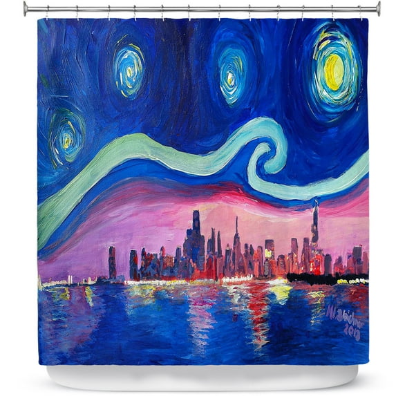 Shower Curtains 70" x 93" from DiaNoche Designs by Markus Bleichner - Starry Night Chicago