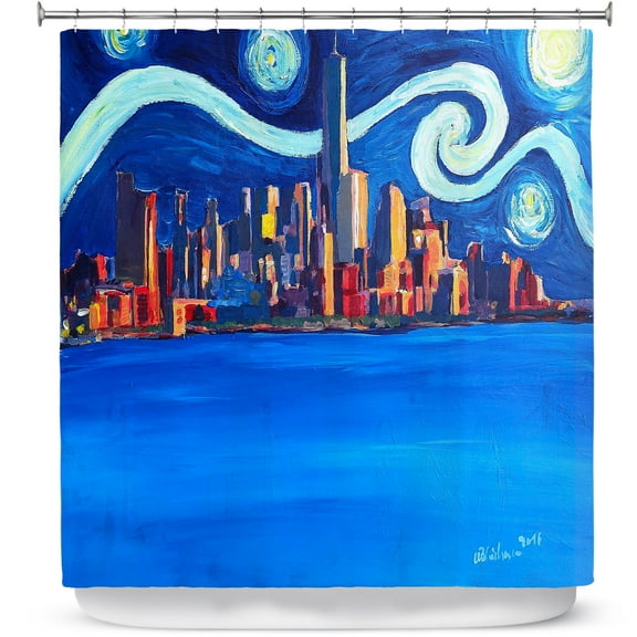 Shower Curtains 70" x 93" from DiaNoche Designs by Markus Bleichner - Starry Night In New York City Van Gogh
