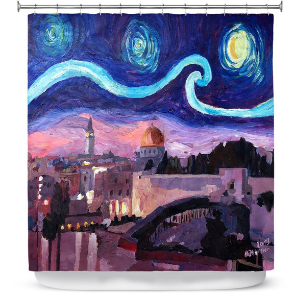 Shower Curtains 70" x 93" from DiaNoche Designs by Markus Bleichner - Starry Night Jerusalem