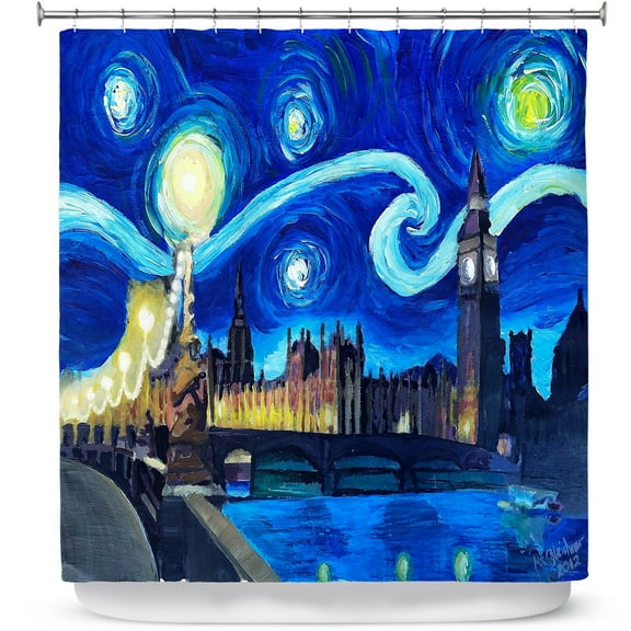 Shower Curtains 70" x 93" from DiaNoche Designs by Markus Bleichner - Starry Night London Van Gogh