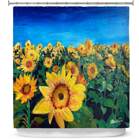 Shower Curtains 70" x 93" from DiaNoche Designs by Markus Bleichner - Sunflower Fields