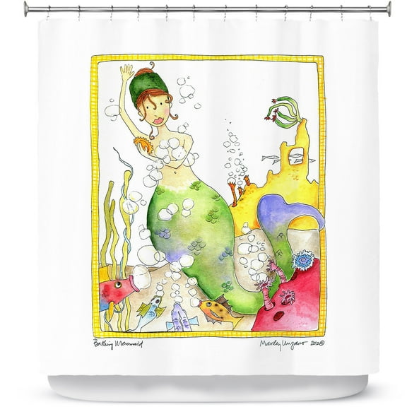 Shower Curtains 70" x 93" from DiaNoche Designs by Marley Ungaro - Bathing Mermaid