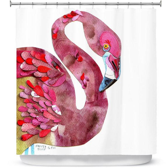 Shower Curtains 70" x 93" from DiaNoche Designs by Marley Ungaro - Flamingo