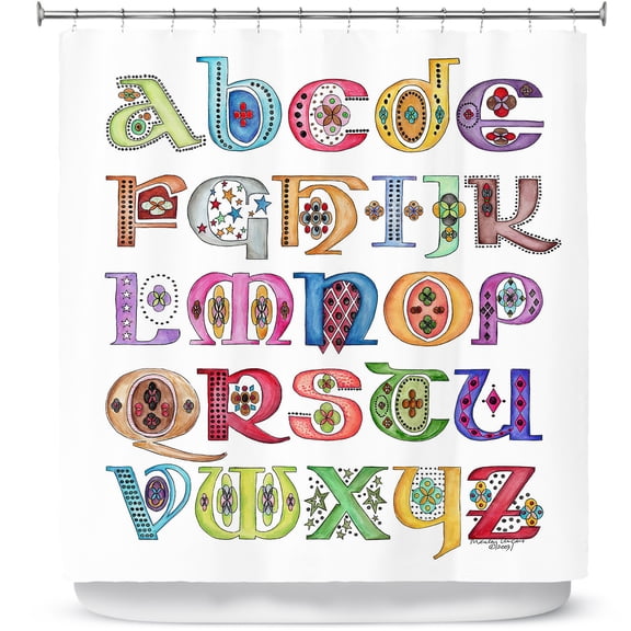 Shower Curtains 70" x 93" from DiaNoche Designs by Marley Ungaro - Royal Whimsies Alphabet