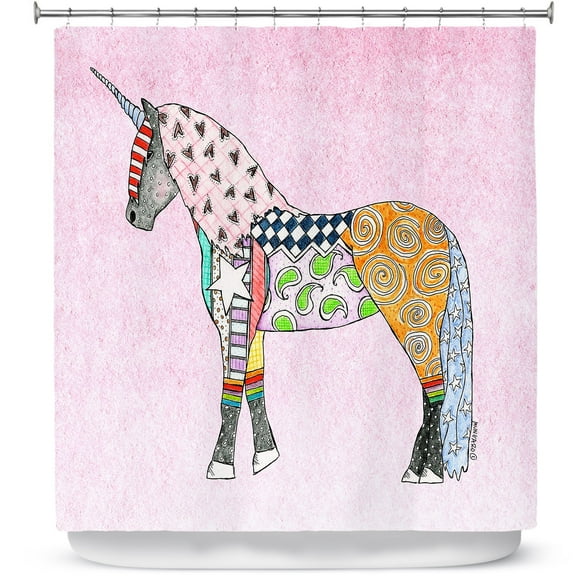 Shower Curtains 70" x 93" from DiaNoche Designs by Marley Ungaro - Unicorn Pastel Pink