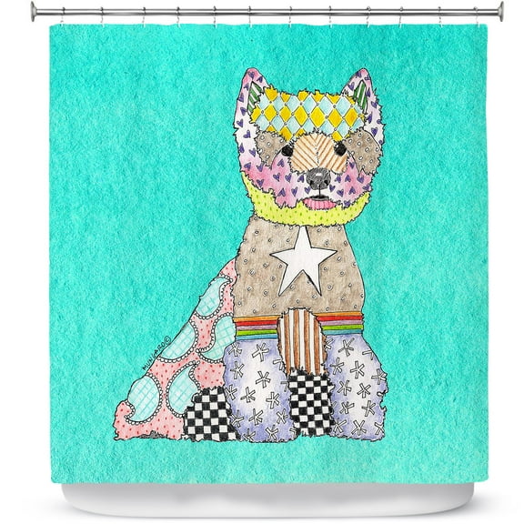 Shower Curtains 70" x 93" from DiaNoche Designs by Marley Ungaro - Westie Turquoise