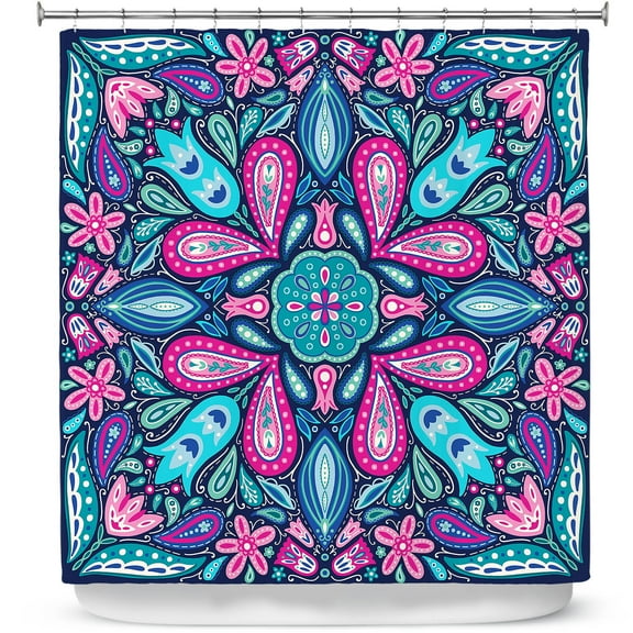 Shower Curtains 70" x 93" from DiaNoche Designs by Noonday Design - Bright Blue Pink