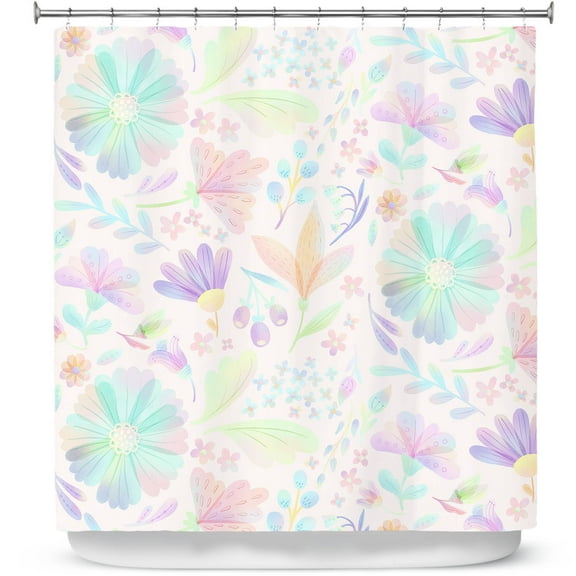 Shower Curtains 70" x 93" from DiaNoche Designs by Noonday Design - Pastel Floral White