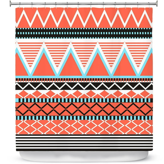 Shower Curtains 70" x 93" from DiaNoche Designs by Organic Saturation - Coral Tribal