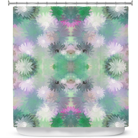 Shower Curtains 70" x 93" from DiaNoche Designs by Pam Amos - Daisy Blush 1 Emerald Pink
