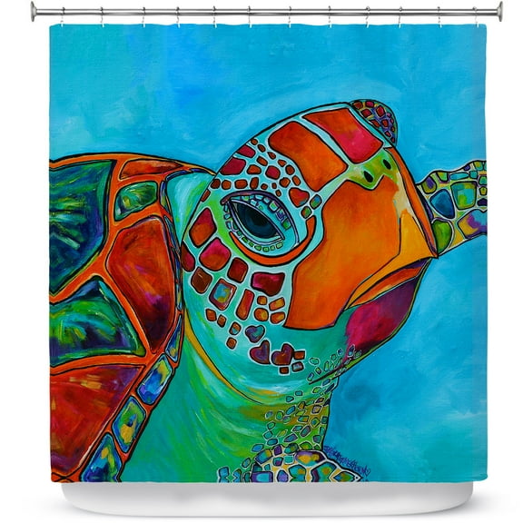 Shower Curtains 70" x 93" from DiaNoche Designs by Patti Schermerhorn - Seaglass Sea Turtle