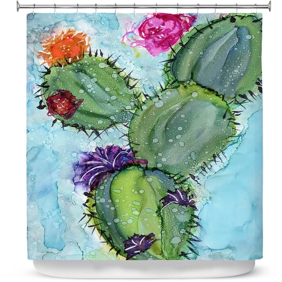 Shower Curtains 70" x 93" from DiaNoche Designs by Shay Livenspargar - Cactus Love