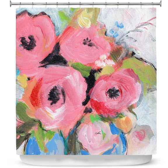 Shower Curtains 70" x 93" from DiaNoche Designs by Sheila Golden - Bouquet in Pink