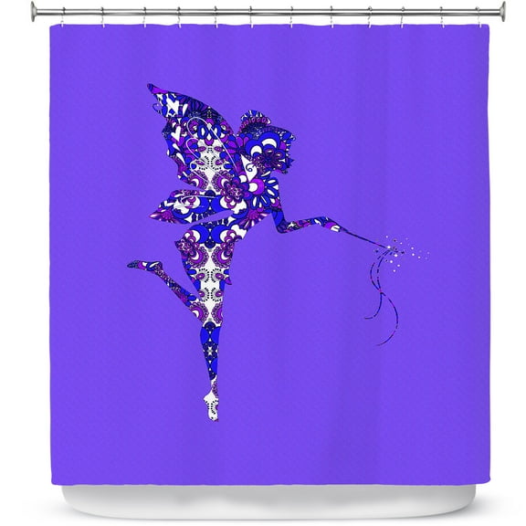 Shower Curtains 70" x 93" from DiaNoche Designs by Susie Kunzelman - Fairy Dance Blue Periwinkle