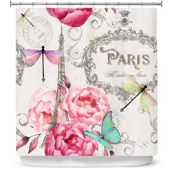 Shower Curtains 70" x 93" from DiaNoche Designs by Tina Lavoie - Paris Flower Market Pattern