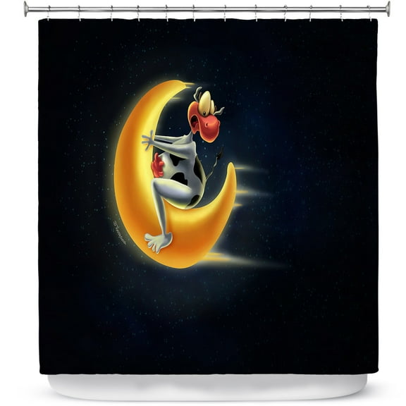 Shower Curtains 70" x 93" from DiaNoche Designs by Tooshtoosh - Crazy Moon Cow
