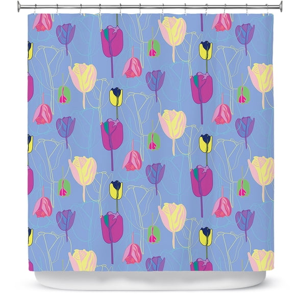 Shower Curtains 70" x 93" from DiaNoche Designs by Yasmin Dadabhoy - Tulips Periwinkle Purple