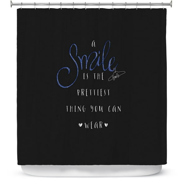 Shower Curtains 70" x 93" from DiaNoche Designs by Zara Martina - A Smile Blue Sparkle Black