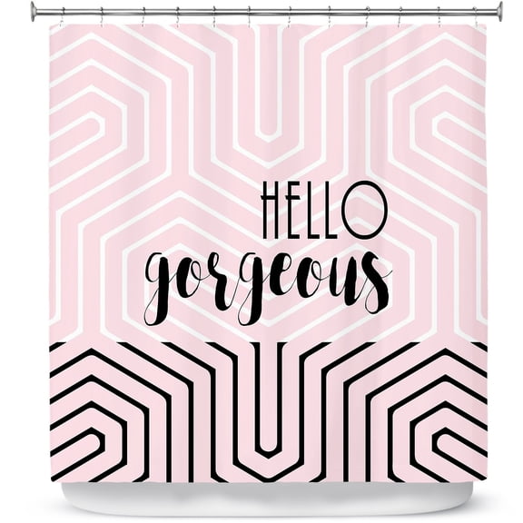 Shower Curtains 70" x 93" from DiaNoche Designs by Zara Martina - Hello Gorgeous Geo Pattern Pink