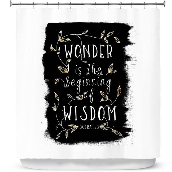 Shower Curtains 70" x 93" from DiaNoche Designs by Zara Martina - Wonder is Wisdom Black Gold
