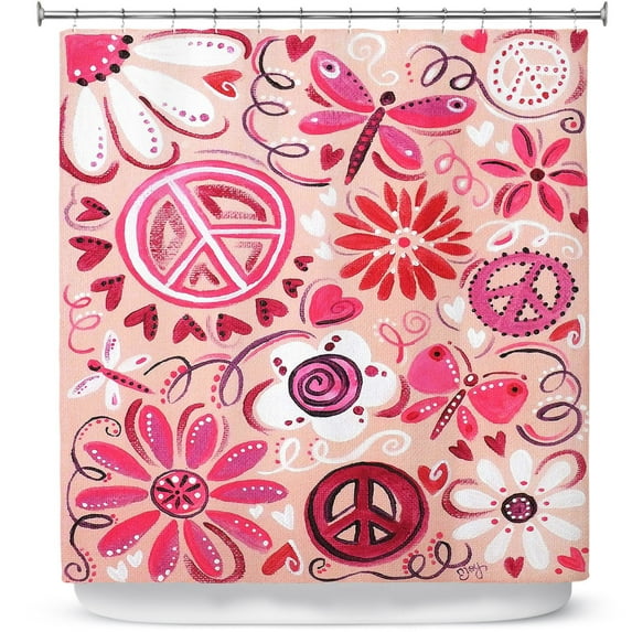Shower Curtains 70" x 93" from DiaNoche Designs by nJoy Art - Pink Peace