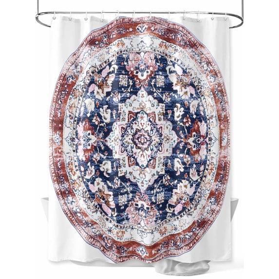 Shower Curtains Abstract Blue Pink Floral Texture Bath Curtain Vintage Bohemian Waterproof Bathroom Shower Curtain Set with Hooks Decoration 72 x 72 Inches