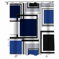 Shower Curtains Abstract Geometric Black Blue Block Bath Curtain Modern Art Waterproof Bathroom Shower Curtain Set with Hooks Decoration 36 x 72 Inches