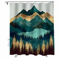 Shower Curtains Abstract Golden Green Mountain Bath Curtain Forest Modern Waterproof Bathroom Shower Curtain Set with Hooks Decoration 36 x 72 Inches