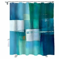 Shower Curtains Abstract Green Blue Painting Bath Curtain Graffiti Art Waterproof Bathroom Shower Curtain Set with Hooks Decoration 36 x 72 Inches