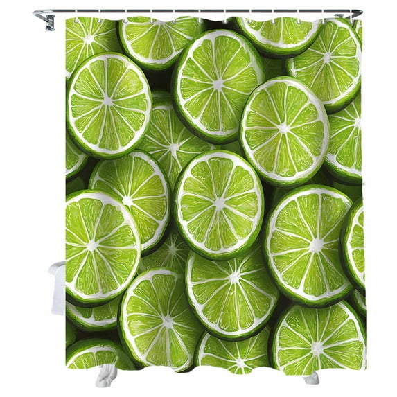 Shower Curtains Abstract Green Lemon Bath Curtain Simple Style Waterproof Bathroom Shower Curtain Set with Hooks Decoration 72 x 72 Inches