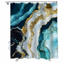 Shower Curtains Abstract Green White Gold Marble Bath Curtain Modern Art Waterproof Bathroom Shower Curtain Set with Hooks Decoration 36 x 72 Inches