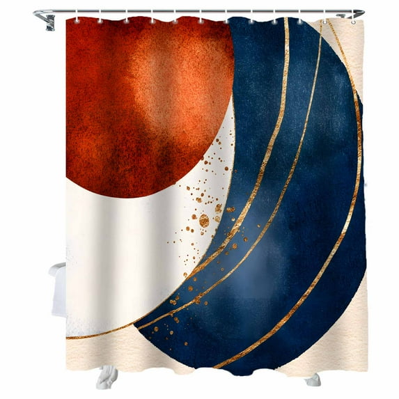 Shower Curtains Abstract Ombre Blue Orange White Bath Curtain Modern Art Waterproof Bathroom Shower Curtain Set with Hooks Decoration 36 x 72 Inches
