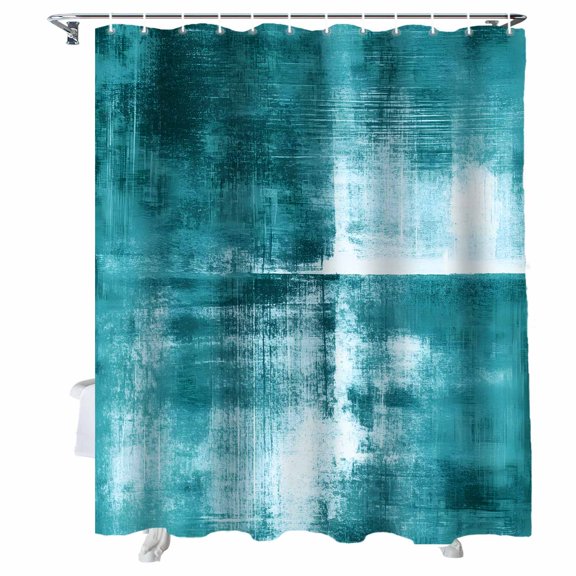Shower Curtains Abstract Paint Art Graffiti Lattice Bath Curtain Blue White Waterproof Bathroom Shower Curtain Set with Hooks Decoration 72 x 72 Inches