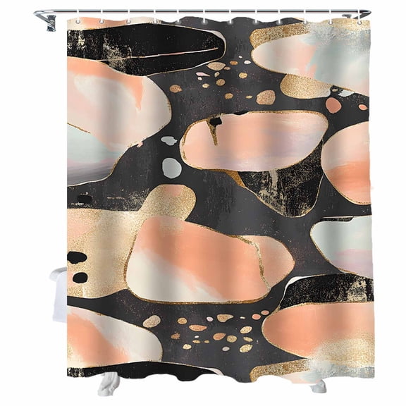 Shower Curtains Abstract Pink Gold Black Bath Curtain Modern Art Waterproof Bathroom Shower Curtain Set with Hooks Decoration 36 x 72 Inches