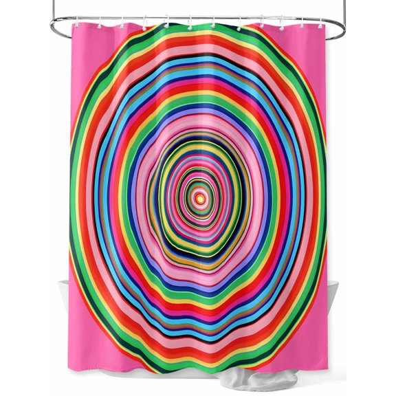 Shower Curtains Abstract Rainbow Circle Bath Curtain Modern Art Waterproof Bathroom Shower Curtain Set with Hooks Decoration 72 x 72 Inches