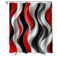 thumbnail image 1 of Shower Curtains Abstract Red Grey Black Striped Bath Curtain Modern Art Waterproof Bathroom Shower Curtain Set with Hooks Decoration 72 x 84 Inches, 1 of 7