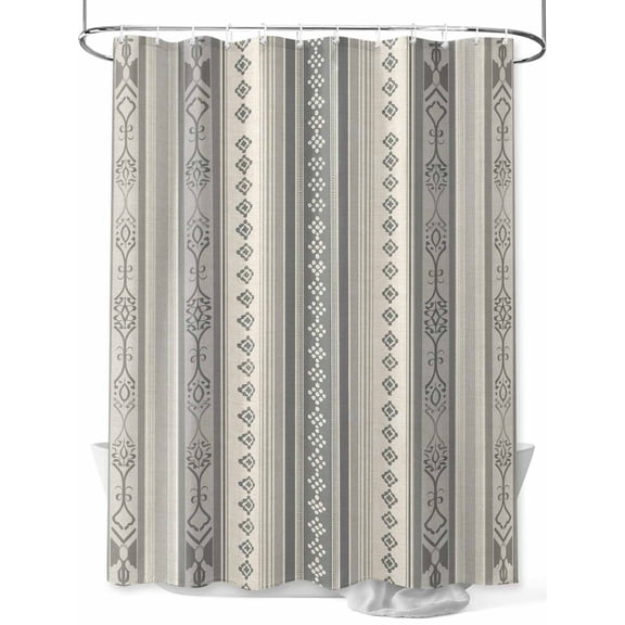 Shower Curtains Abstract Striped Bath Curtain Light Brown Diamond Pattern Waterproof Bathroom Shower Curtain Set with Hooks Decoration 72 x 72 Inches
