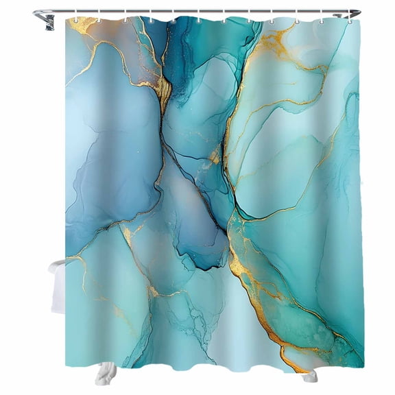 Shower Curtains Aqua Green Bath Curtain Modern Style Waterproof Bathroom Shower Curtain Set with Hooks Decoration 72 x 84 Inches